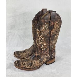 Circle G Western Embroidered Cowboy Boots Leather Coastal Cowgirl | 7.5